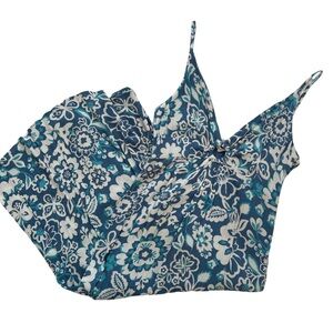 O’Neill casual blue and white floral print midi dress with leg slit- size large